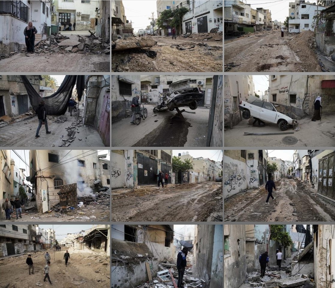 آثار الدمار التي خلفتها قوات الاحتلال خلال اقتحامها مدينة جنين ومخيمها